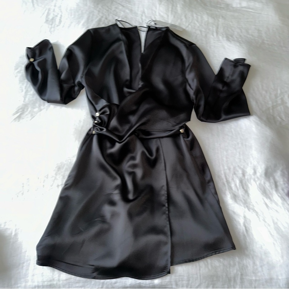NWT Zara Satin Effect Wrap Jumpsuit in size small - Picture 5 of 6